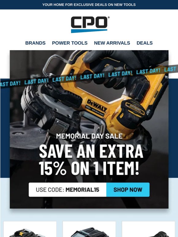 LAST DAY! Extra 15% Off One Item for Memorial Day