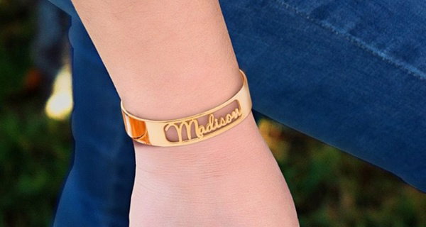 Up to 83% Off Cutout Script Name Bangles