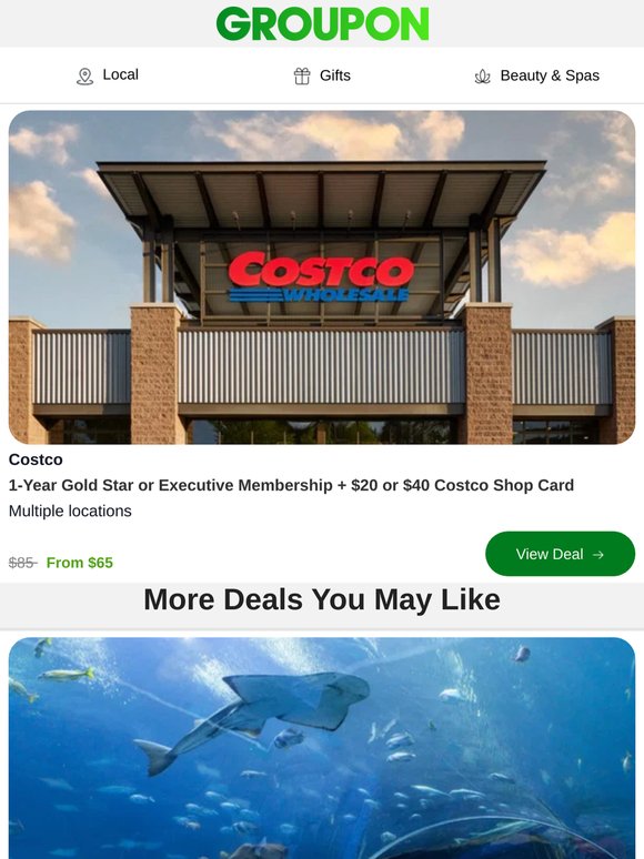 Costco Membership + $45 Shop Card from $65