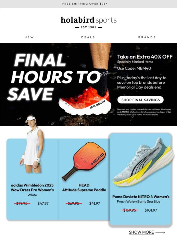 Extra 40% Ends Tonight