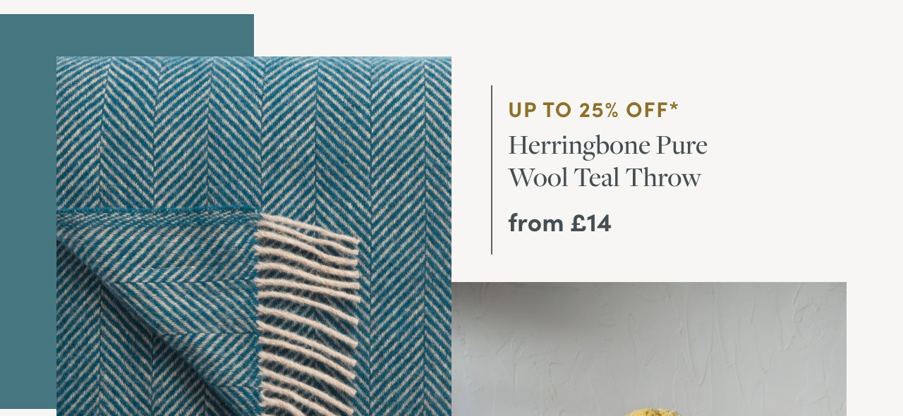 Herringbone Pure Wool Teal Throw