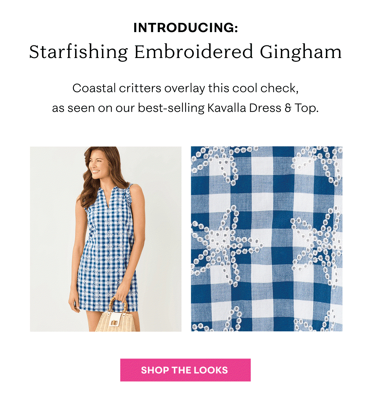 Starfishing Embroidered Gingham