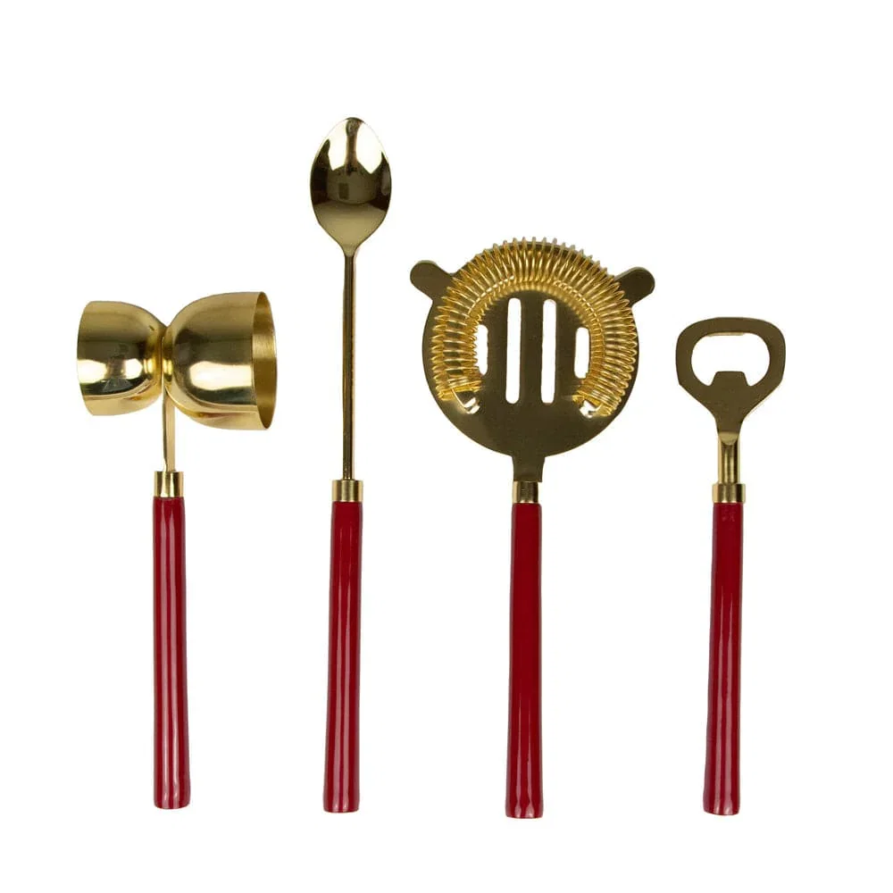 Image of Red & Shiny Brass Bar Tool Sets