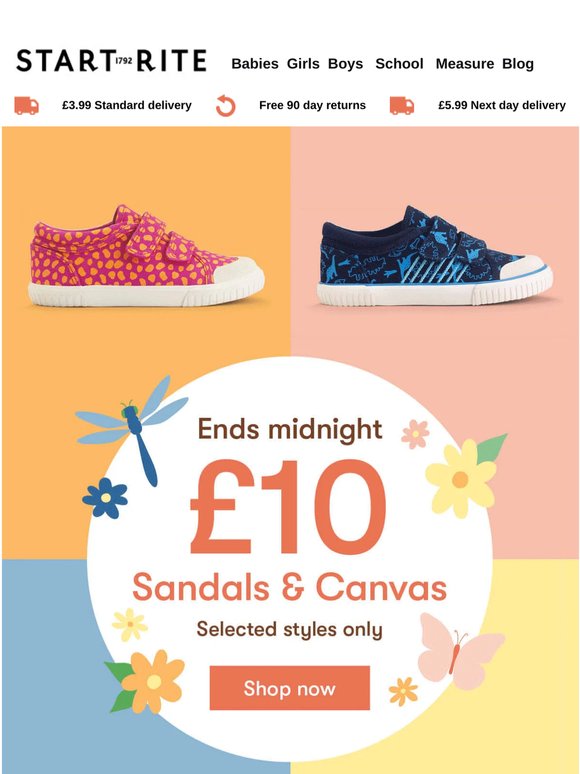 Ends tonight! £10 sandals & canvas*
