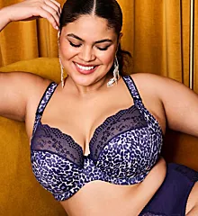 Lucie Underwire Stretch Cup Plunge Bra Midnight 44E
