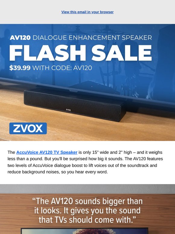 FLASH SALE FINAL HOURS: Our Lowest Price Ever For An AccuVoice Speaker!
