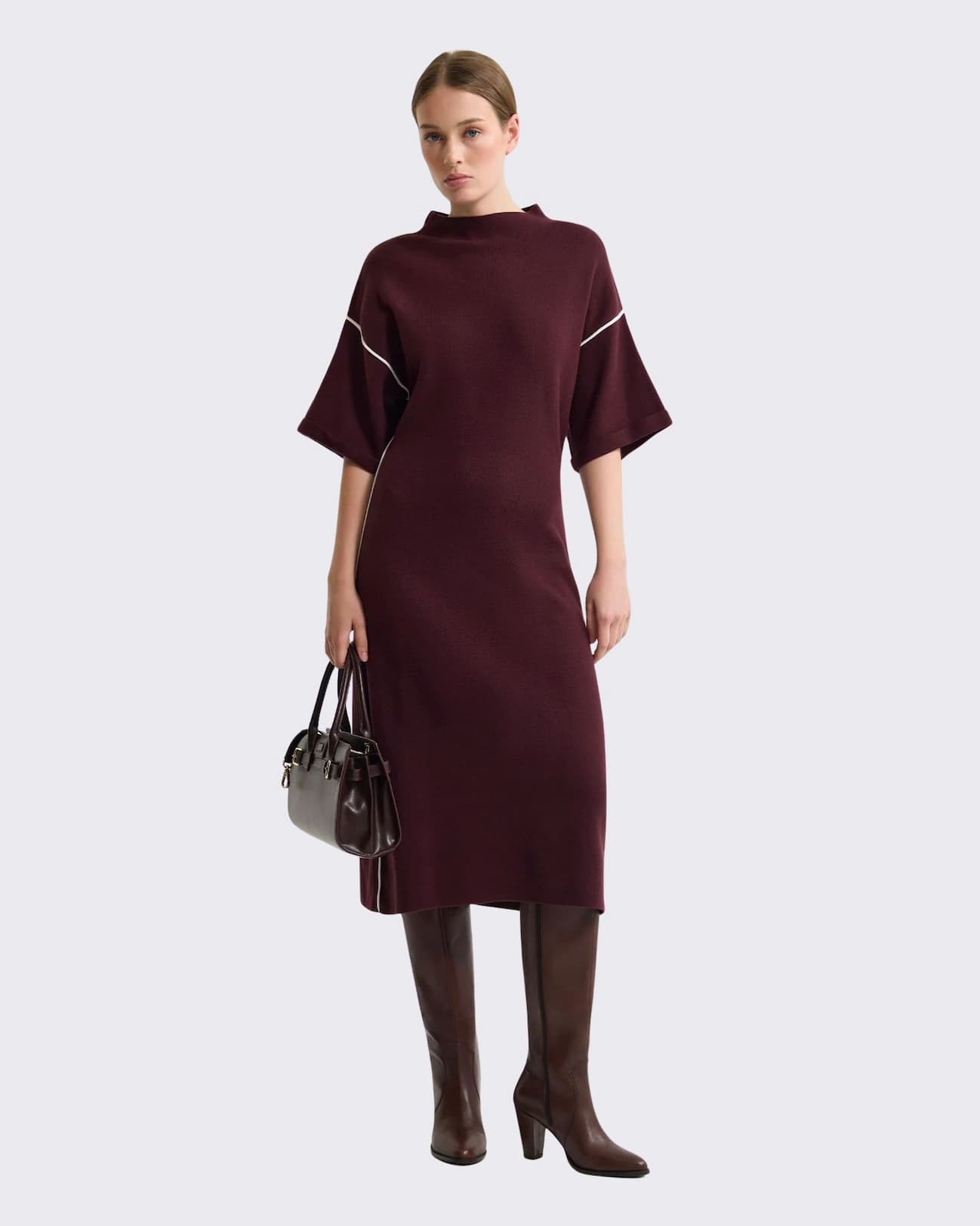 Natalya Knit Contrast Piping Dress