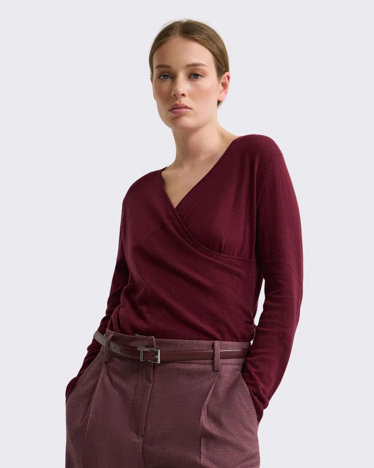 Daria Wrap Front Knitted Top