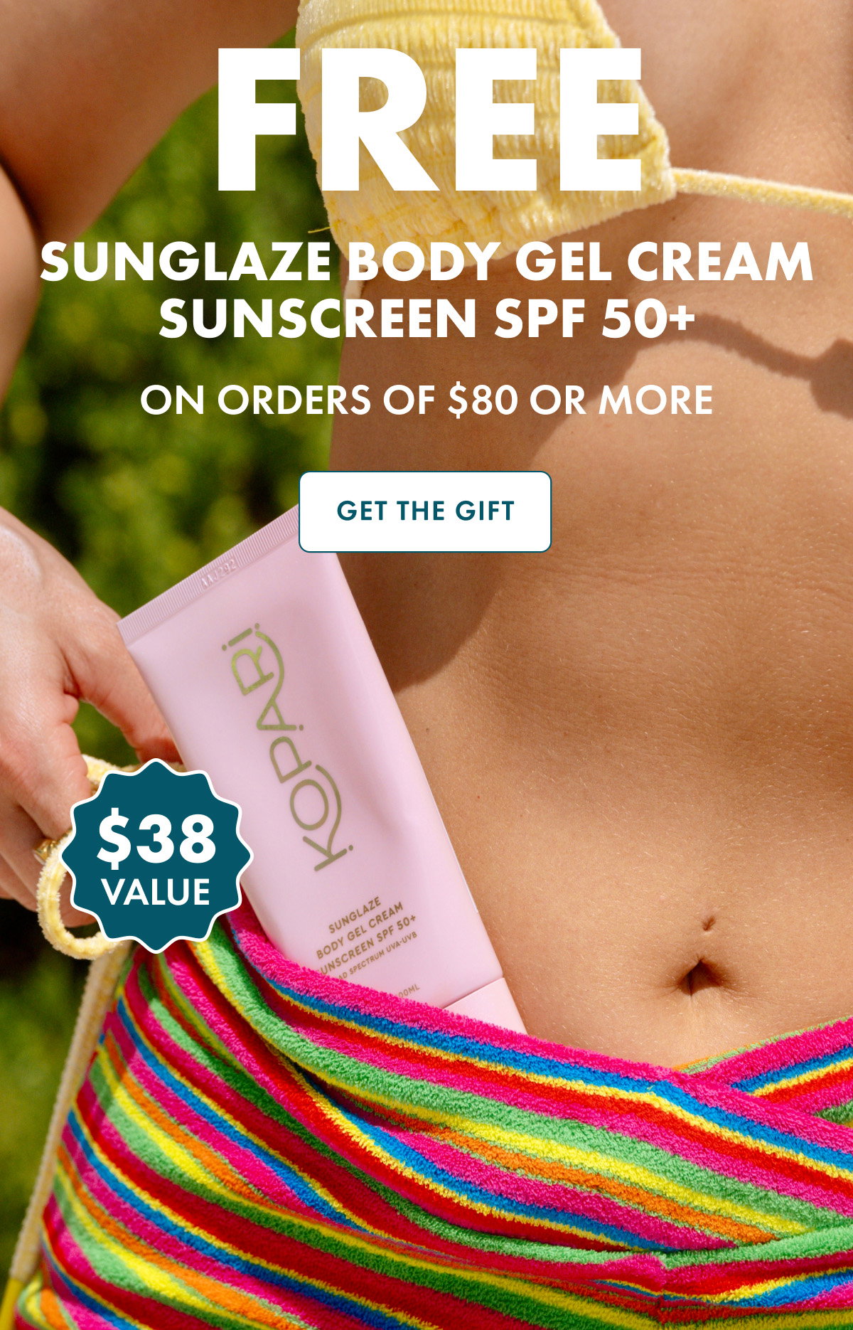 FREE Sunglaze Body Gel Cream Sunscreen SPF 50+ 