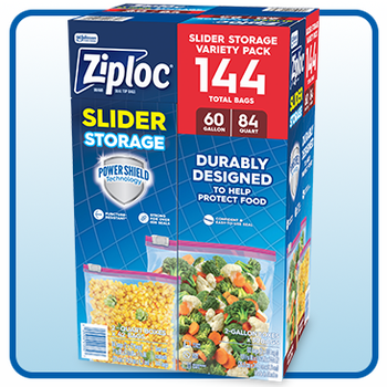 Ziploc Slider Storage Bag, Variety Pack, 144-Count