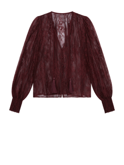 Rhiannon Burgundy Lace Smock Top