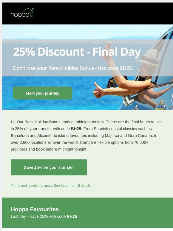 Final hours: 25% off ends midnight tonight