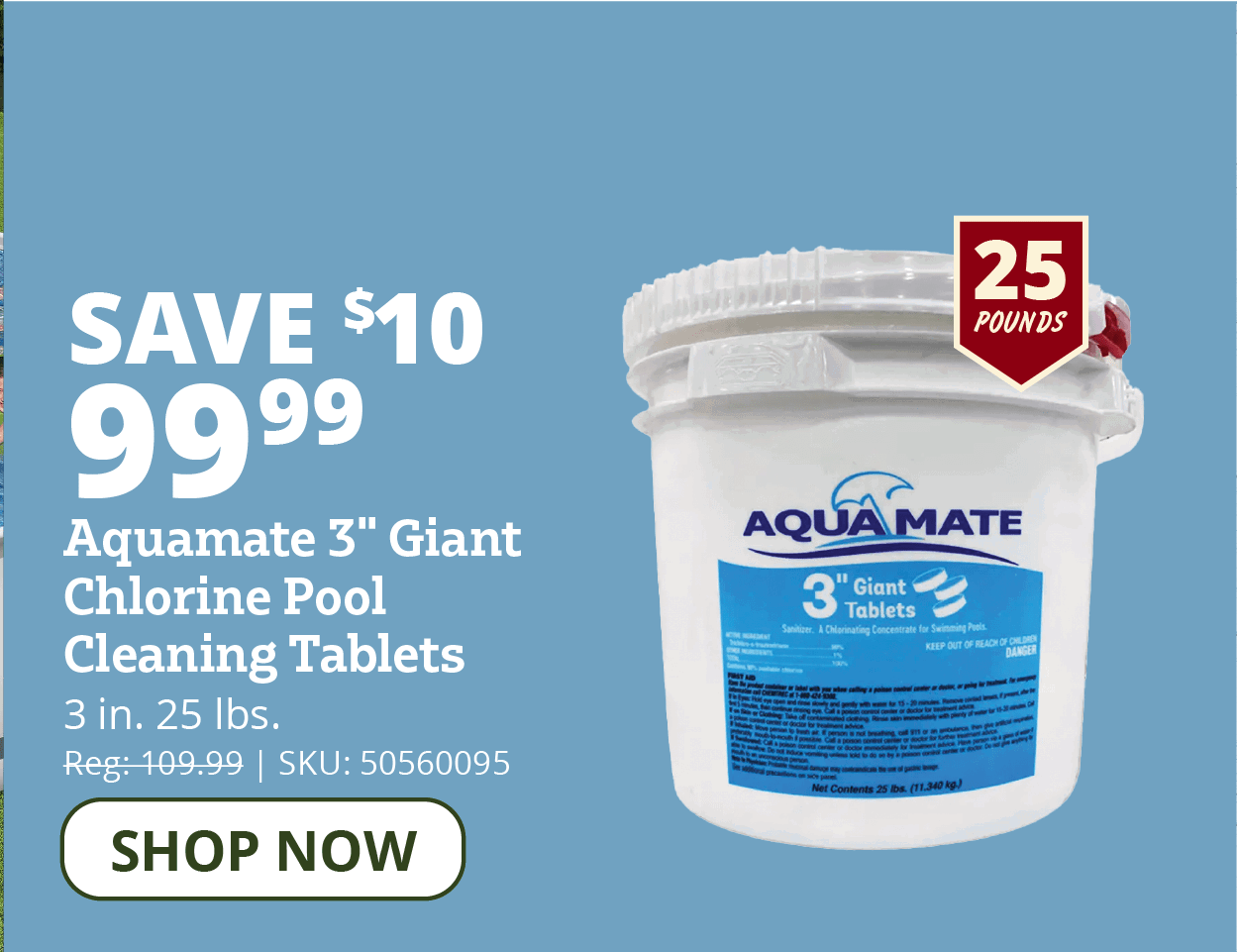 3" Chlorine Pool Cleaning Tablets, 25 lbs. - GT25