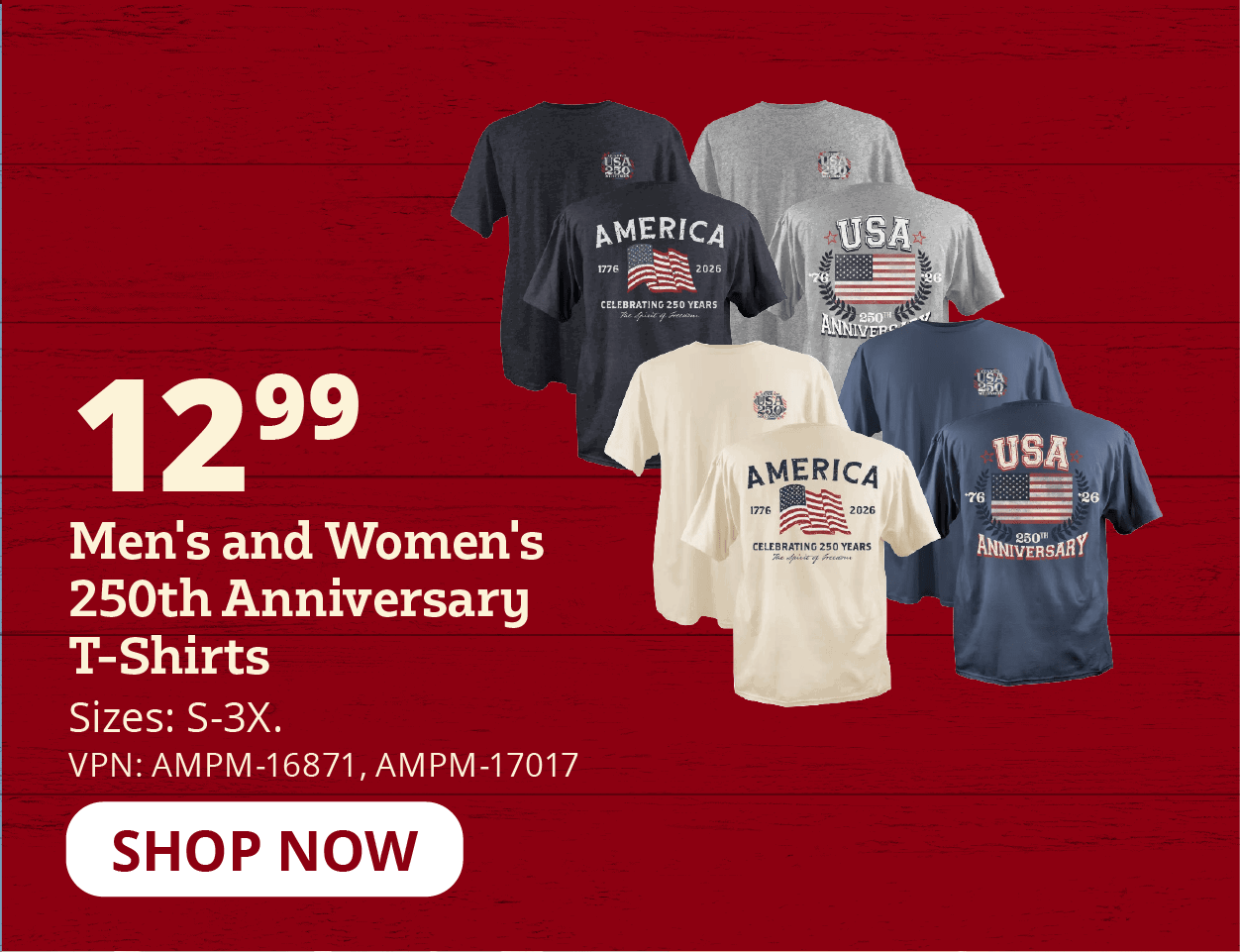Men's & Women's 250th Anniversary T-Shirts
