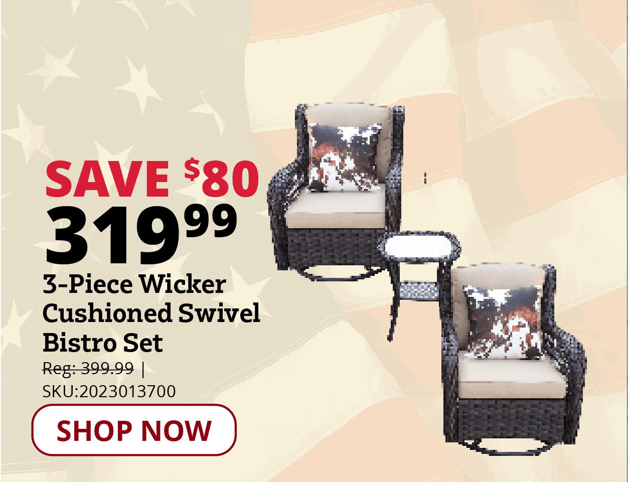 Prestige Patio Co. Wicker Cushioned Swivel Bistro Set, 3 Piece - 19057
