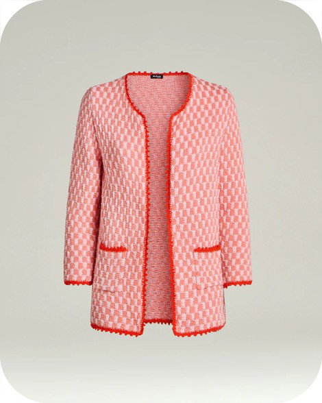 COMPACT LIGHT PINK/ORANGE RED WEAVE COTTON JACKET 