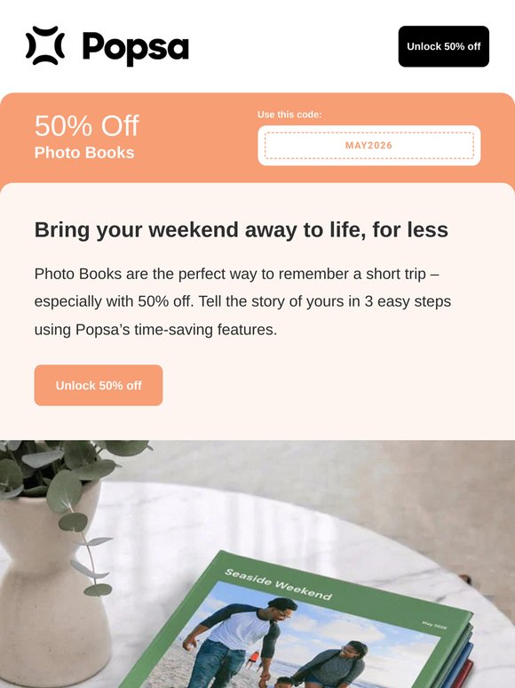 50% off Photo Books