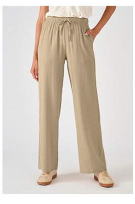 Wide-leg crinkle trousers