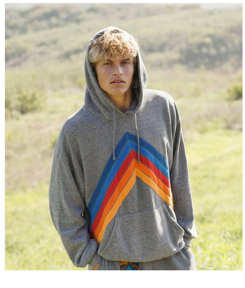MOUNTAIN STITCH CHEVRON PULLOVER HOODIE RELAXED - HEATHER GREY