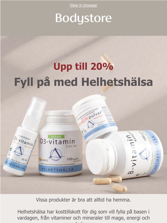 Populära kosttillskott från Helhetshälsa - 20%