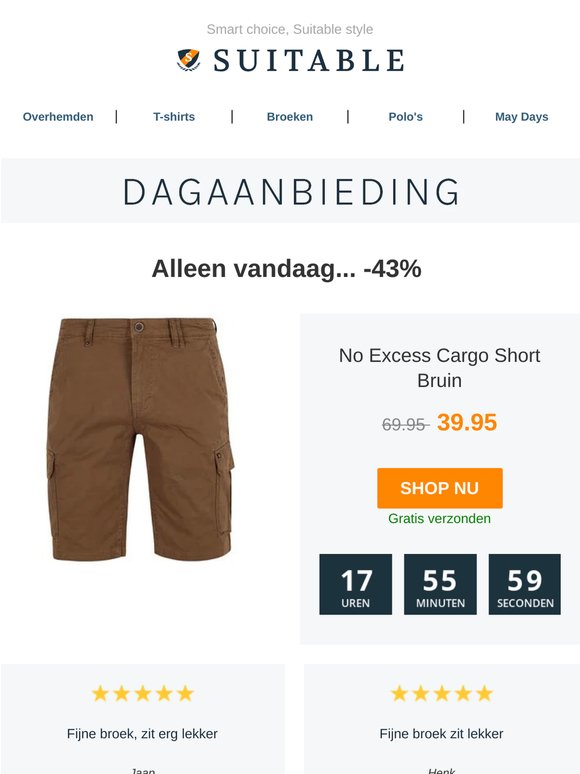 Alleen vandaag: No Excess Cargo Short Bruin