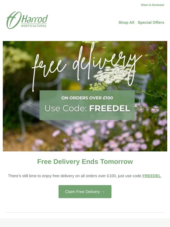 ⏰ Free Delivery Ends Tomorrow