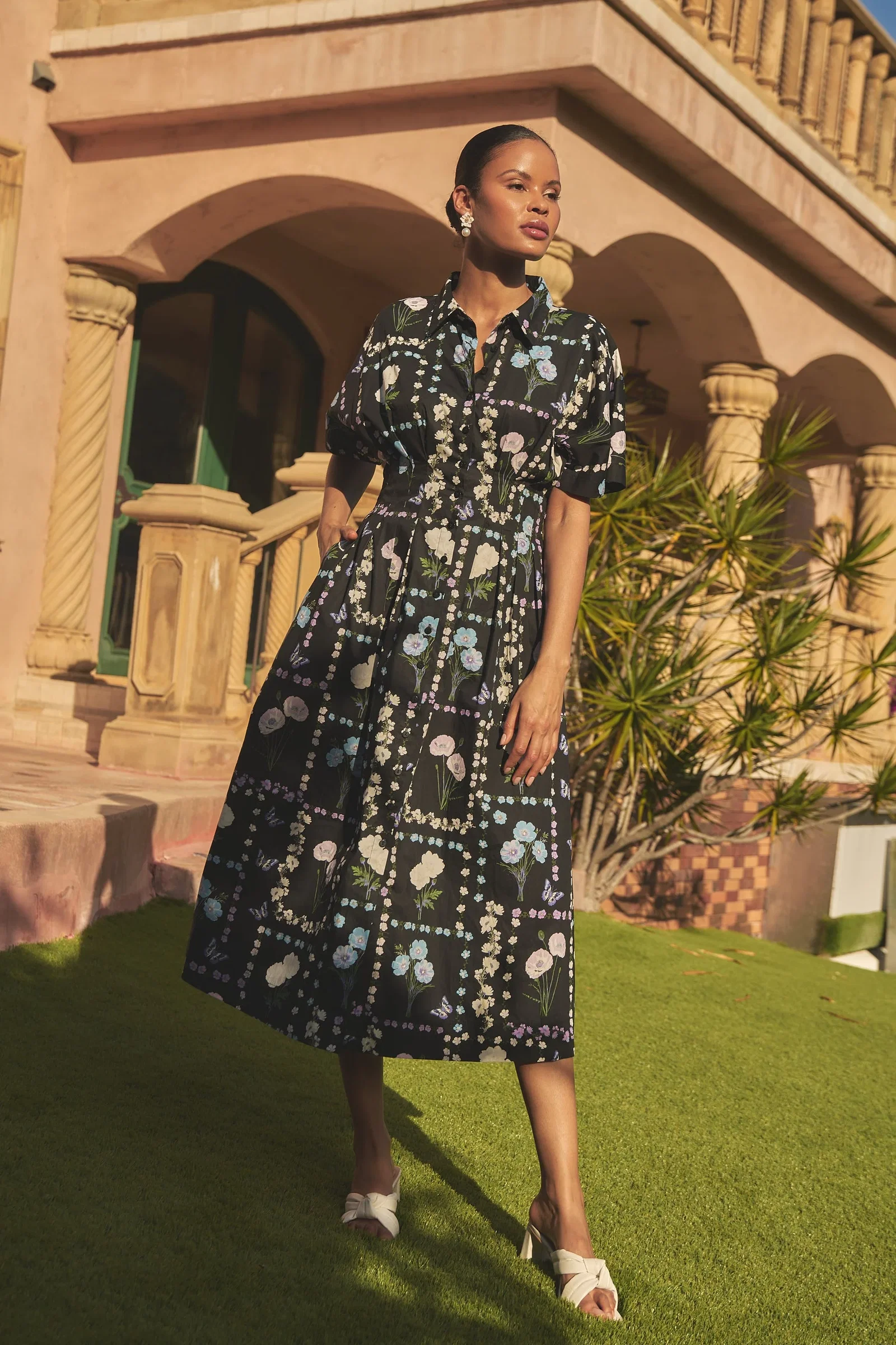 Image of Wilderra Pleated Midi Dress Trevis Floral