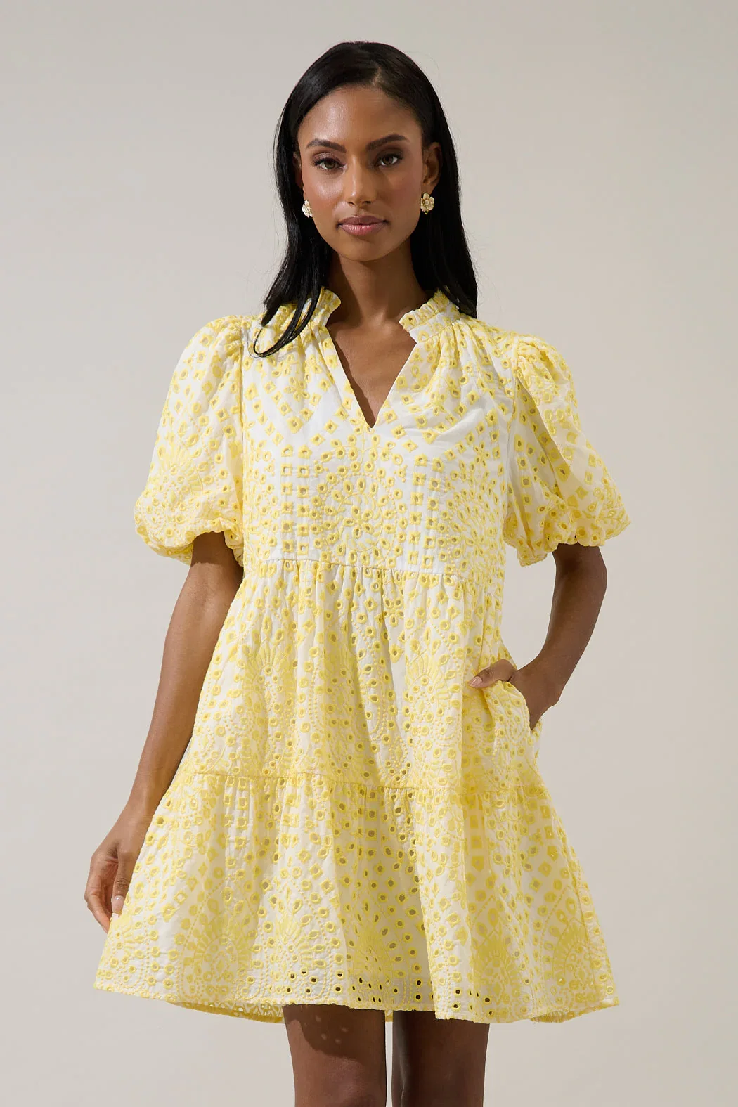 Image of Jacey Babydoll Mini Dress Shayla Eyelet