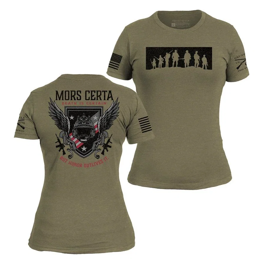 Image of Women's Honor Outlives Slim Fit T-Shirt - Military Green