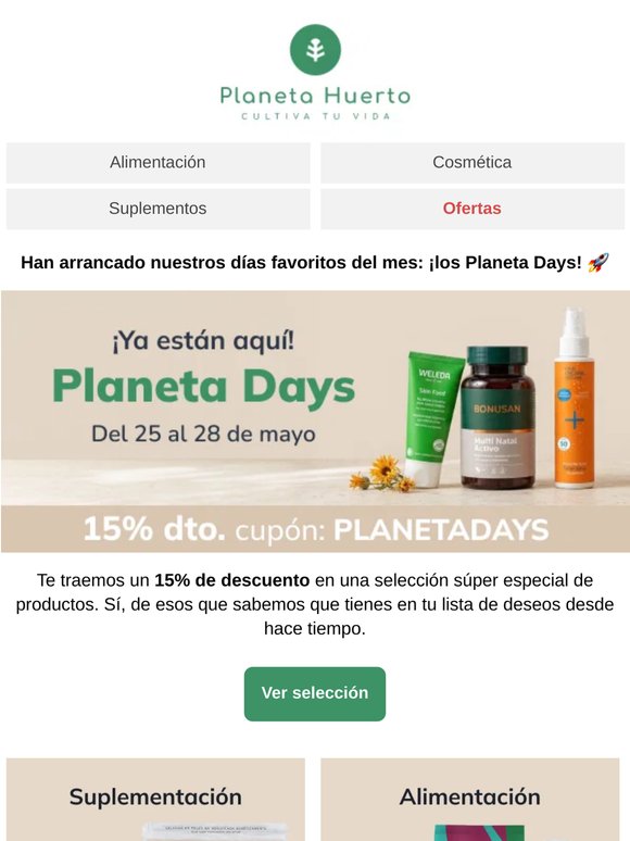 15% extra ¡Llegaron los Planeta Days! 🚀