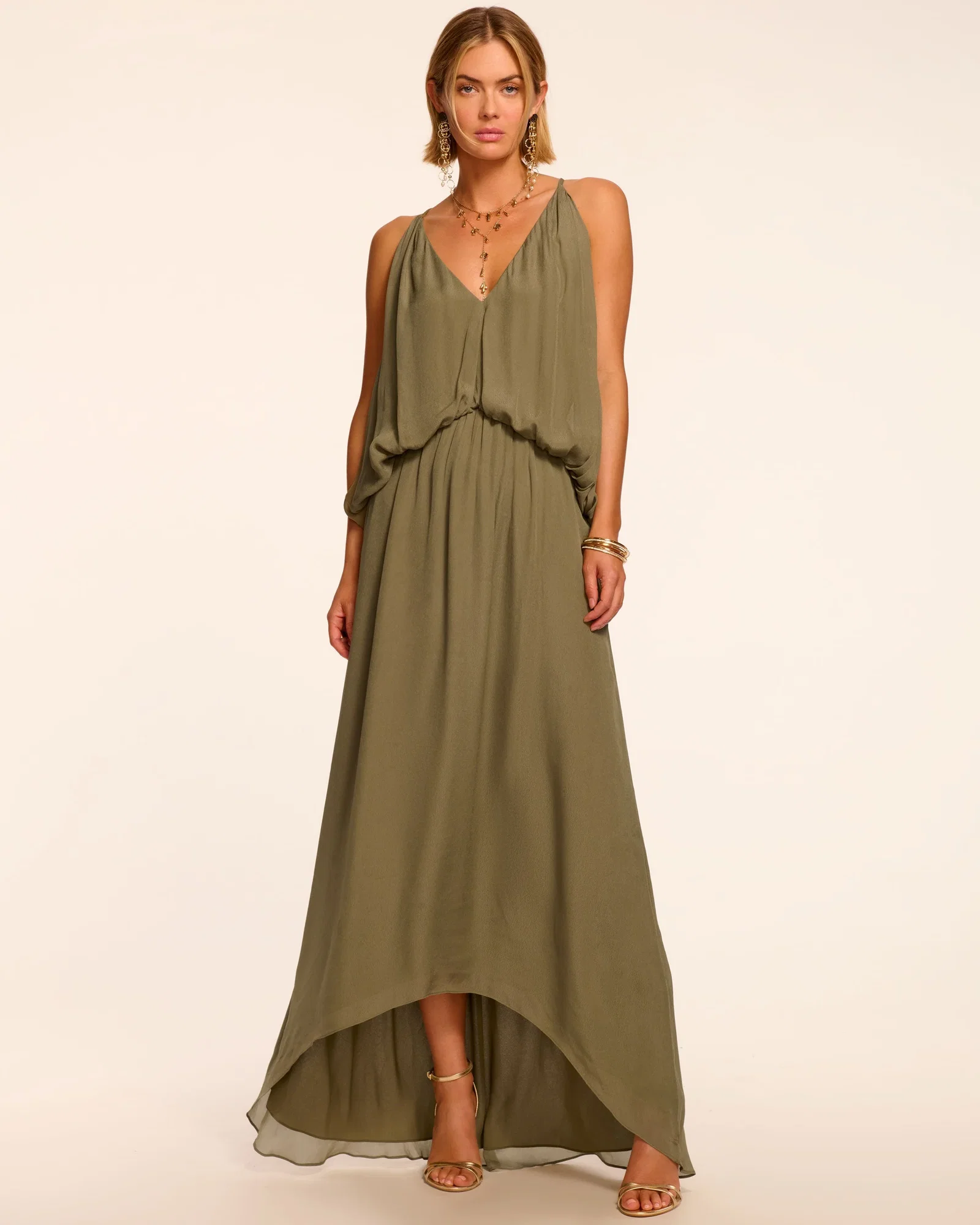 Image of Ambar Draped V-Neck Maxi Dress