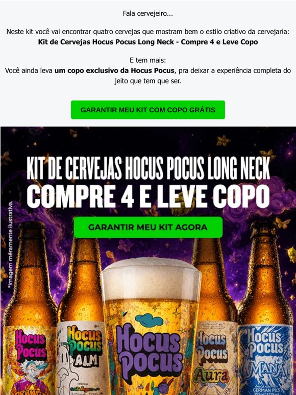 [PRÉ-VENDA] Kit de Cervejas Hocus Pocus Long Neck - Compre 4 e Leve Copo