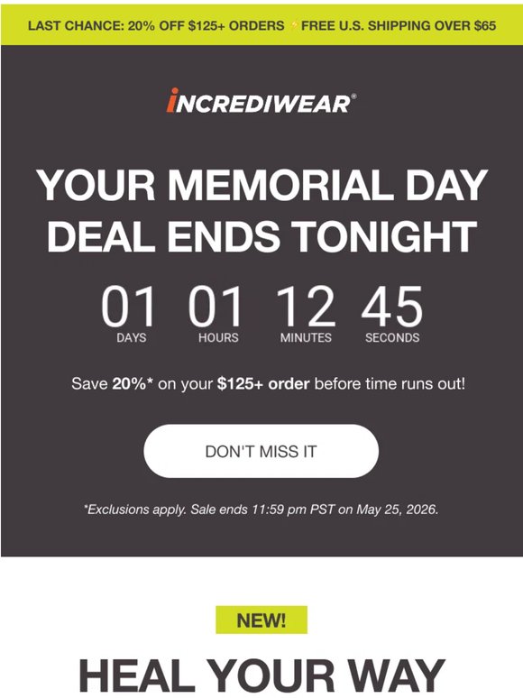 FINAL HOURS: 20% OFF $125+