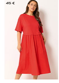 YOURS Popeline-T-Shirt-Midikleid in Orange