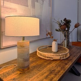 Lotus Table Lamp - Gold with White Shade