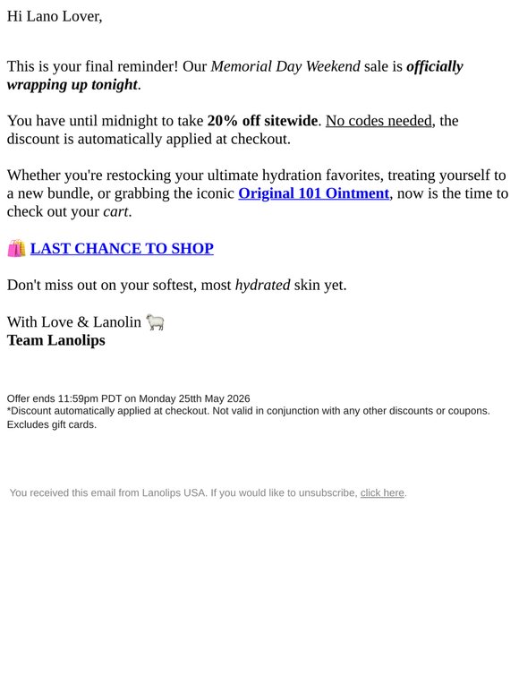 It’s going, going, (almost) gone! 20% OFF Ends Tonight 🏃