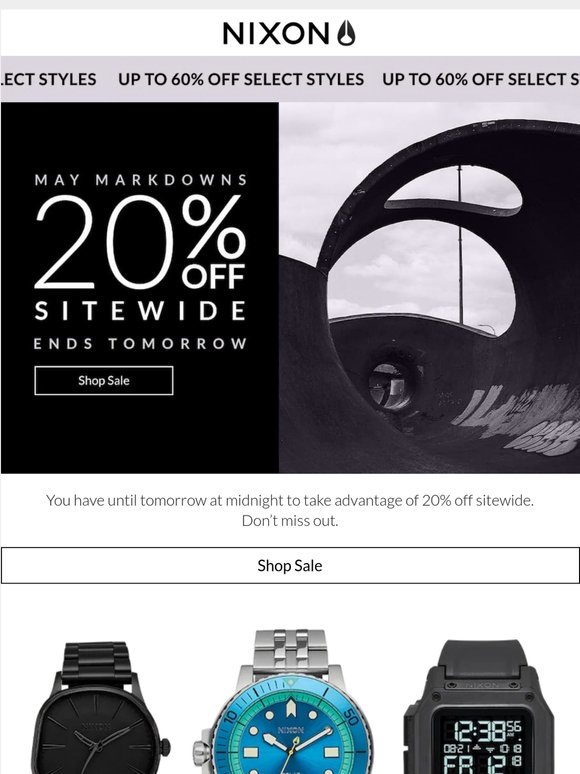 Hurry! 20% Off Sitewide Ends Tomorrow