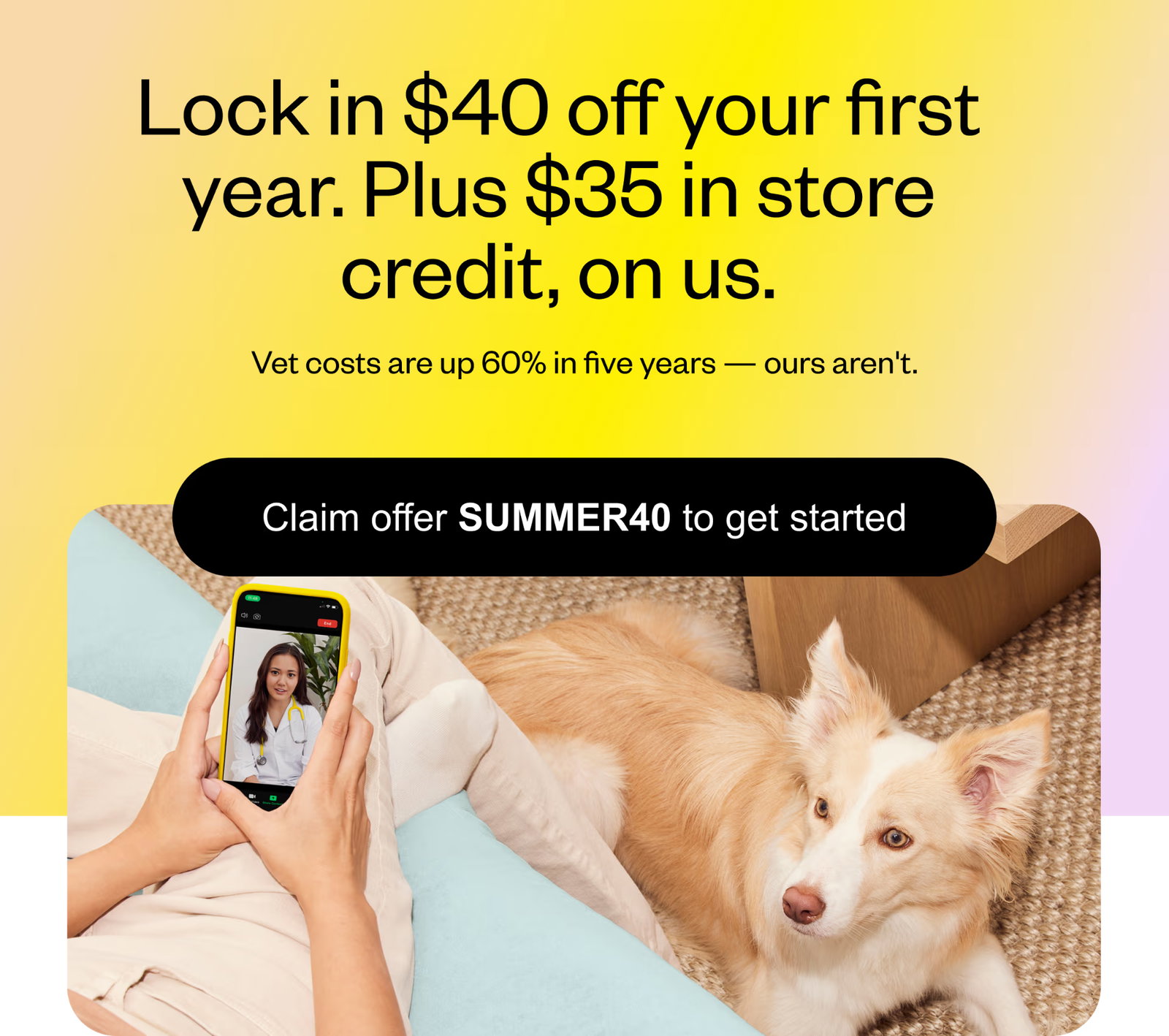 Lock in $40 off your first year. Plus $35 in store credit, on us.