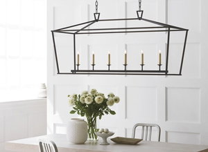 Chapman & Myers Darlana 6 Light 54 inch Aged Iron Linear Lantern Pendant Ceiling Light, Large