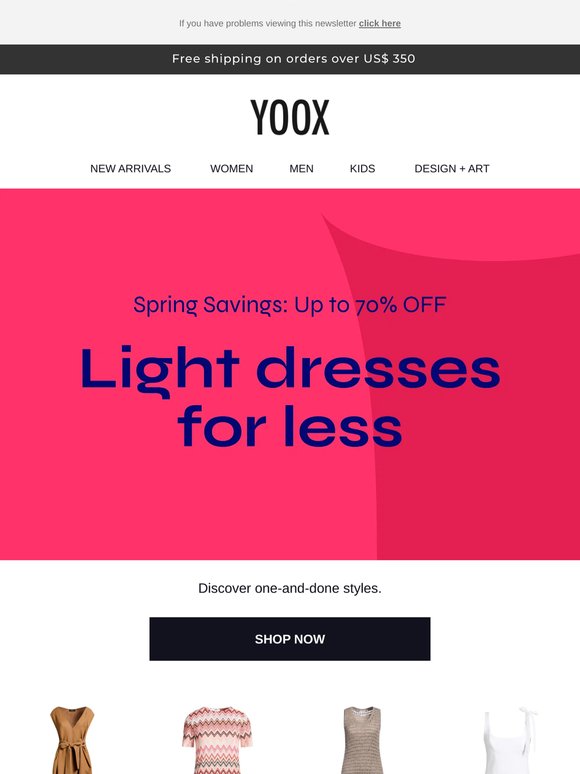The promotion continues: light dresses, heavy discounts