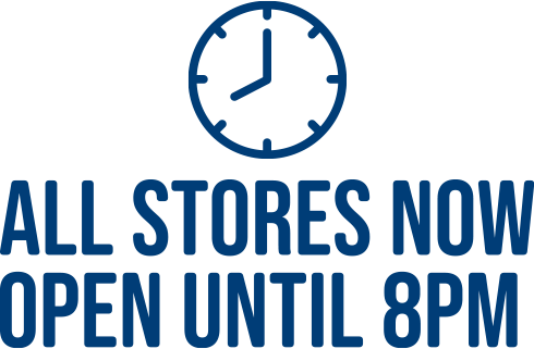 All stores now open until 8pm