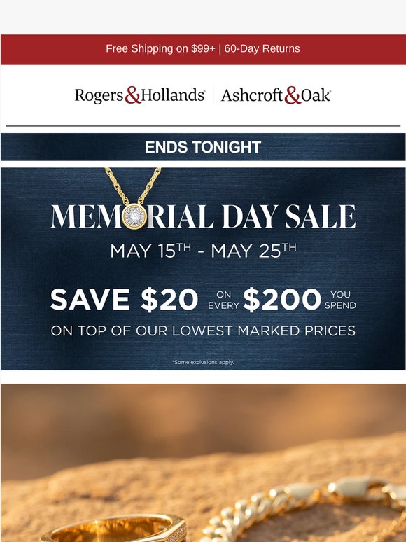 Our Memorial Day Sale Ends Tonight!