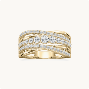 Lab Grown Diamond 1ctw. Crossover Ring in 10k Yellow Gold