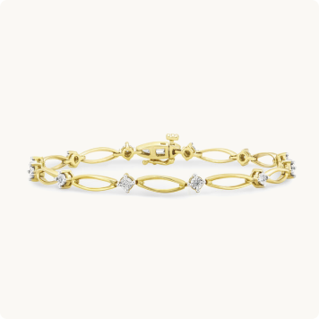 Marquise-Shape Diamond Link Bracelet in 10k Yellow Gold