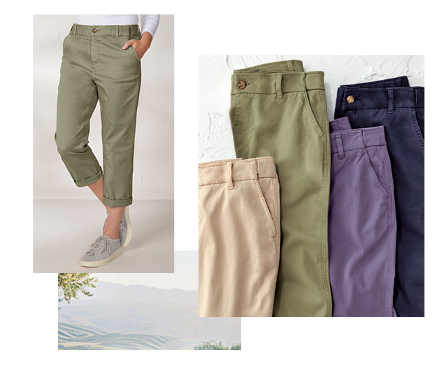 Hidden Stretch-Waist Chino Crops