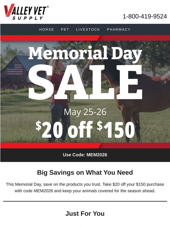Memorial Day Savings: $20 Off $150