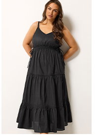 YOURS Curve Black Tiered Smock Dress