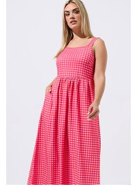 LIMITED COLLECTION Curve Pink Gingham Maxi Dress