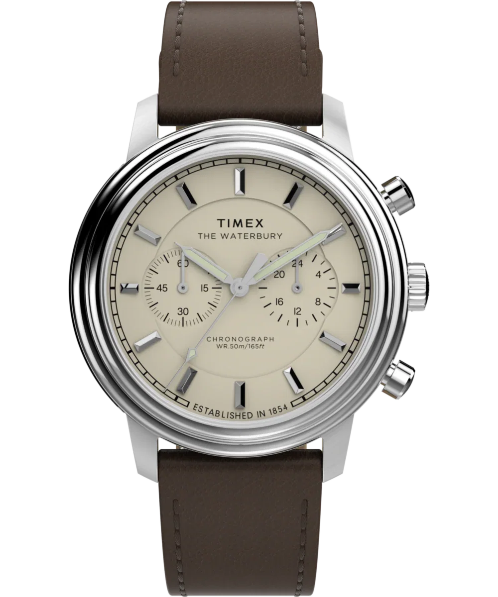 Image of Waterbury Metropolitan Chronograph 41mm Leather Strap Watch 
