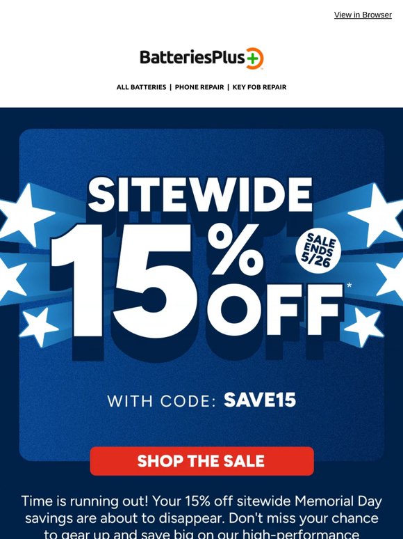 Sale Ending - 15% OFF SITEWIDE + Stack with up to $50 OFF 🇺🇸